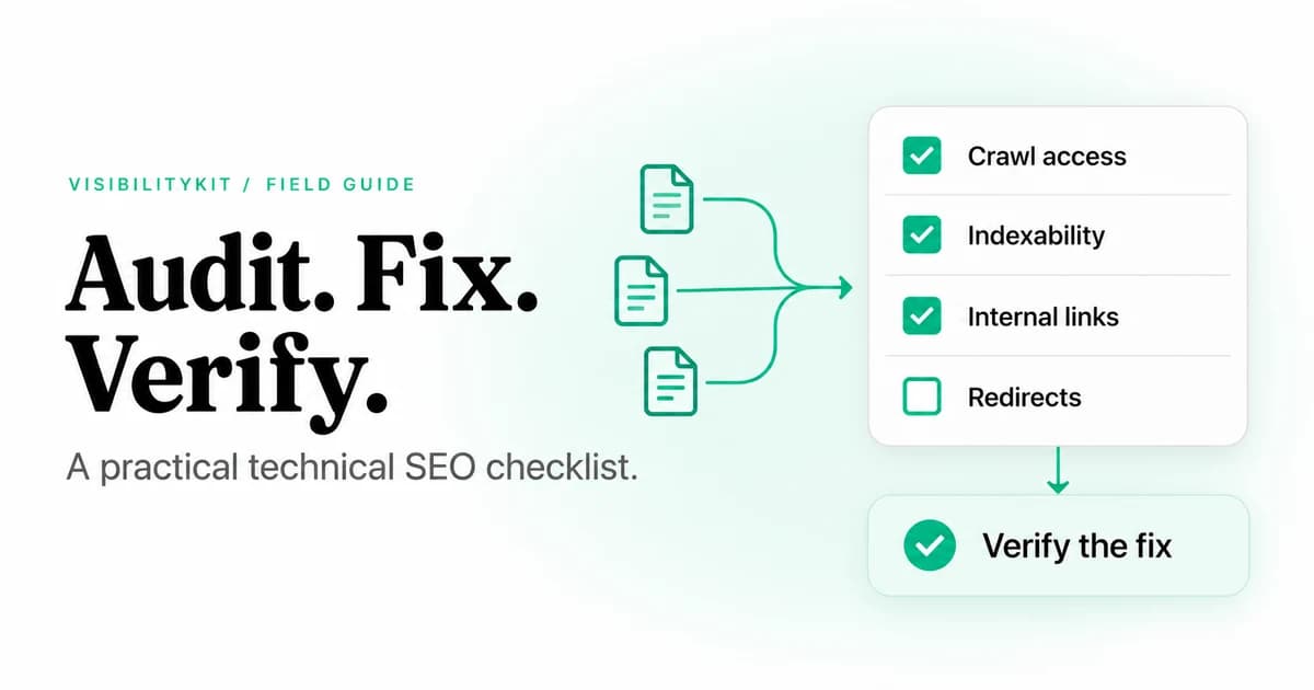 Cover Image for Technical SEO Audit Checklist: 20 Checks and a Fix Plan